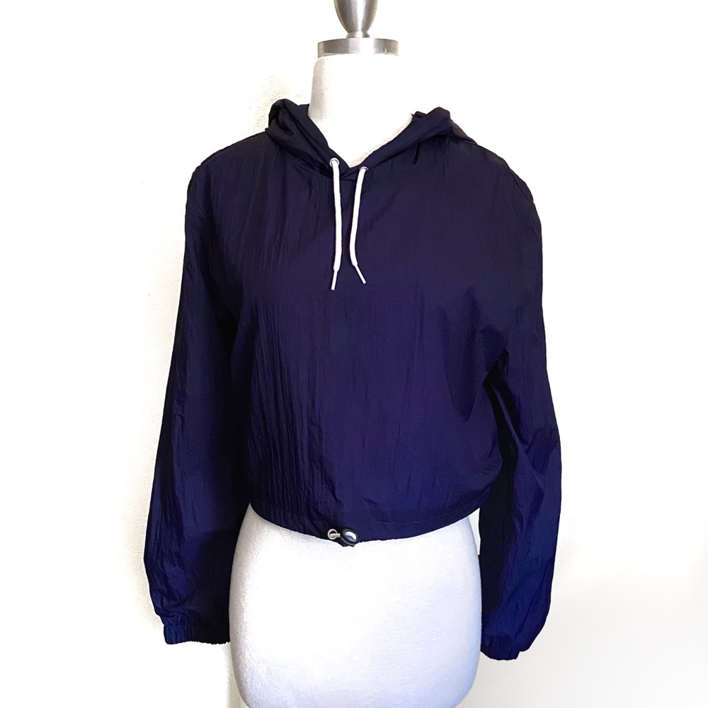 American Apparel Crop Navy blue Windbreaker